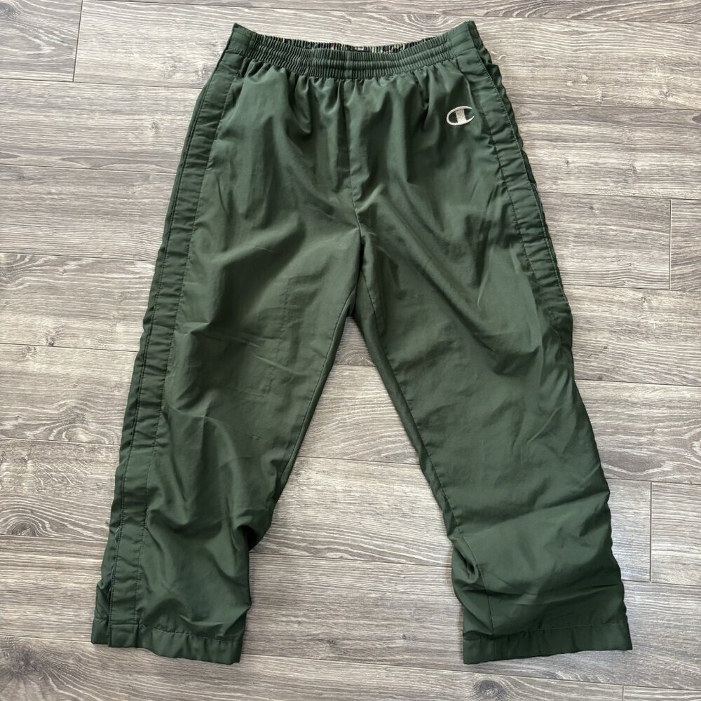 VTG Y2K Champion Snap Button Tearaway Track Pants Mens XS Green Sweatpants Baggy